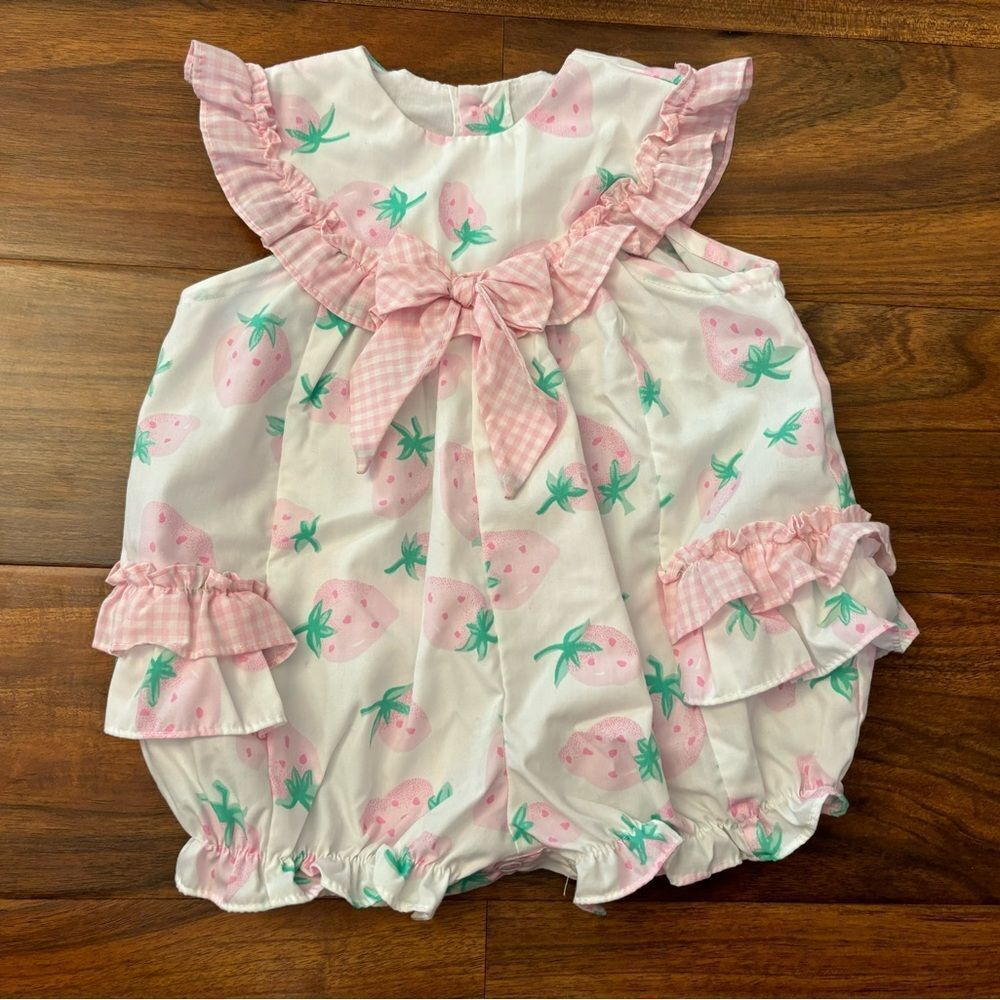 Vintage strawberry romper onesie
